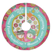 Jupon De Sapin En Polyester Brossé Snowmen Italien Joyeux sapin de Noël Jupe (Devant)