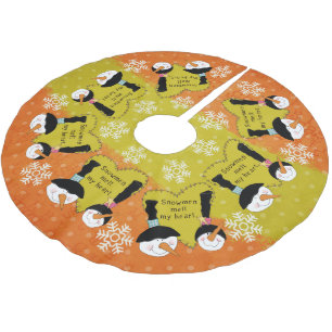 Jupon De Sapin En Polyester Brossé Snowmen Melt My Heart Holiday Tree Jupe