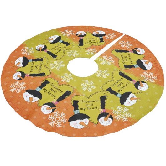 Jupon De Sapin En Polyester Brossé Snowmen Melt My Heart Holiday Tree Jupe (Angle)