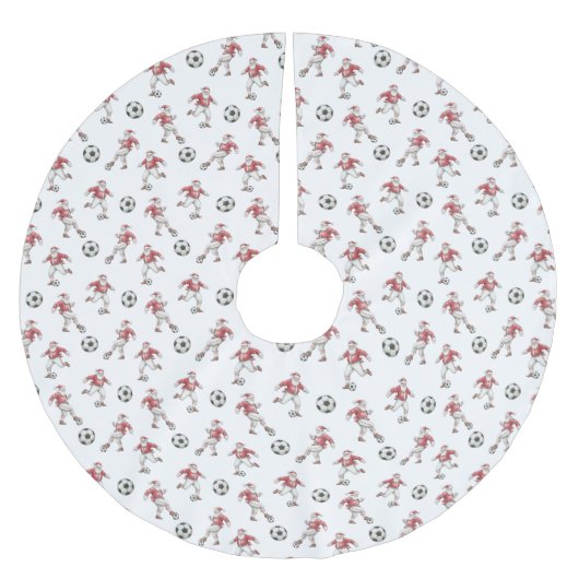 Jupon De Sapin En Polyester Brossé Soccer Santa Christmas Pattern (Devant)