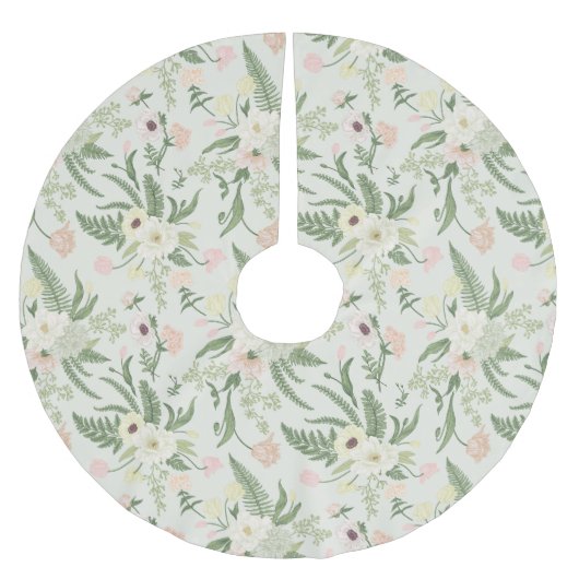 Jupon De Sapin En Polyester Brossé Soft Mint Green Garden Motif (Devant)