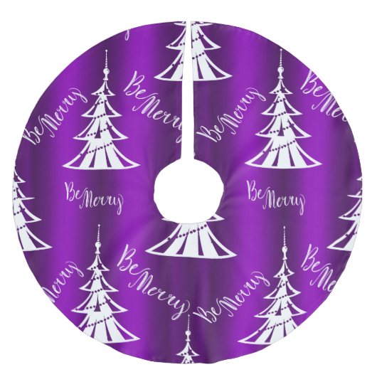 Jupon De Sapin En Polyester Brossé Sois Joyeux Noël pourpre (Devant)