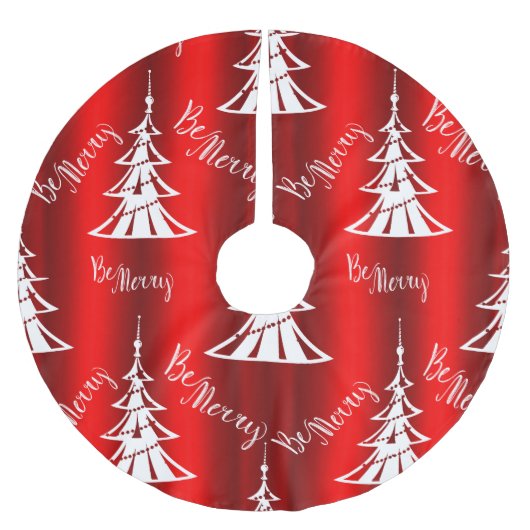 Jupon De Sapin En Polyester Brossé Sois Joyeux Noël Rouge (Devant)
