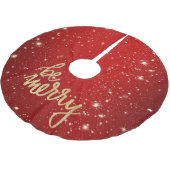 Jupon De Sapin En Polyester Brossé Sois Joyeux, Noël Rouge Moderne (Angle)