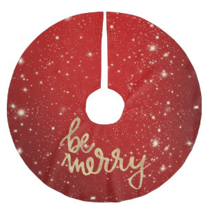 Jupon De Sapin En Polyester Brossé Sois Joyeux, Noël Rouge Moderne