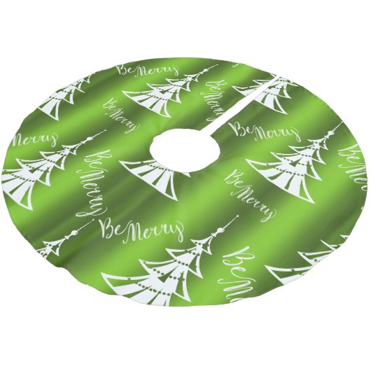 Jupon De Sapin En Polyester Brossé Sois Joyeux Noël Vert (Angle)