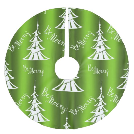 Jupon De Sapin En Polyester Brossé Sois Joyeux Noël Vert (Devant)