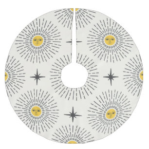 Jupon De Sapin En Polyester Brossé Soleil céleste Motif Vintage