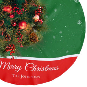 Jupon De Sapin En Polyester Brossé Solive Merry Christma Last Nom Snowflake