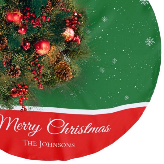 Jupon De Sapin En Polyester Brossé Solive Merry Christma Last Nom Snowflake