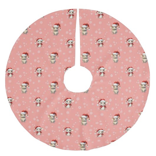 JUPON DE SAPIN EN POLYESTER BROSSÉ SOURIS DE NOËL (Devant)