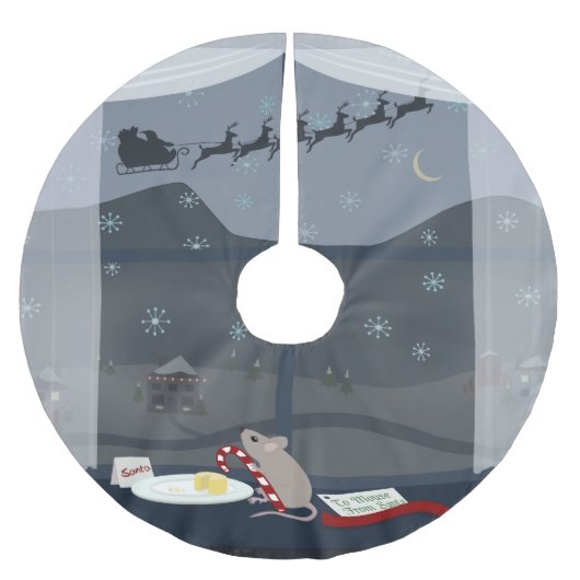 Jupon De Sapin En Polyester Brossé Souris de Noël (Devant)