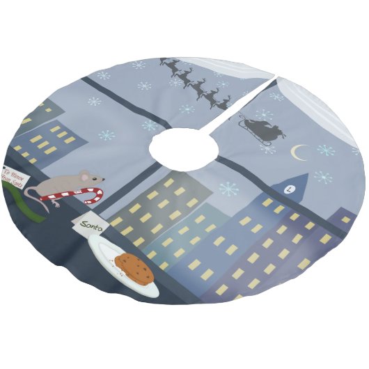 Jupon De Sapin En Polyester Brossé Souris de Noël (Angle)