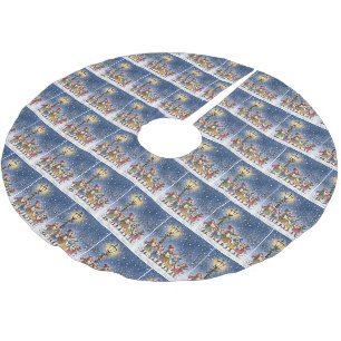 Jupon De Sapin En Polyester Brossé Souris de Noël chantant dans les flocons de neige