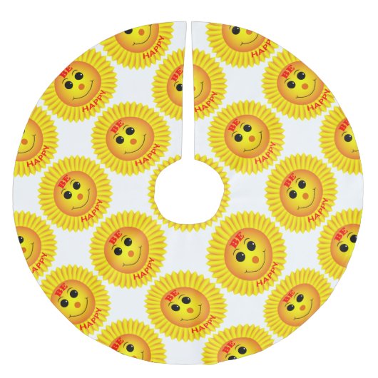 Jupon De Sapin En Polyester Brossé Soyez heureux (Devant)