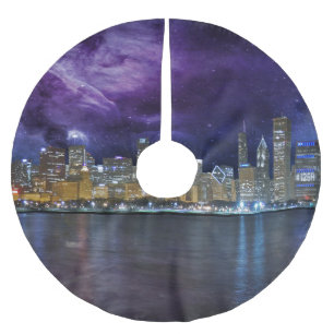 Jupon De Sapin En Polyester Brossé Spacey Chicago Skyline