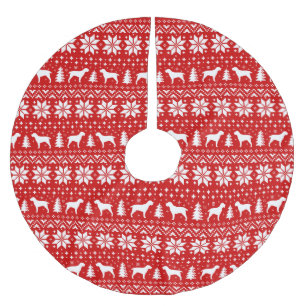 Jupon De Sapin En Polyester Brossé Spinone Italiano Silhouettes Motif de Noël Rouge