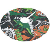 Jupon De Sapin En Polyester Brossé Squelette de dinosaure, motif sans soudure grunge. (Angle)