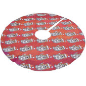 Jupon De Sapin En Polyester Brossé St Bernard en Motif Casquette sur rouge (Angle)