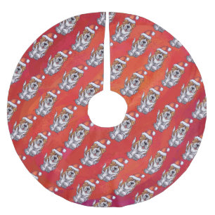 Jupon De Sapin En Polyester Brossé St Bernard en Motif Casquette sur rouge