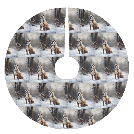 Jupon De Sapin En Polyester Brossé Staffordshire Bull Terrier Laisser neiger Noël (Devant)