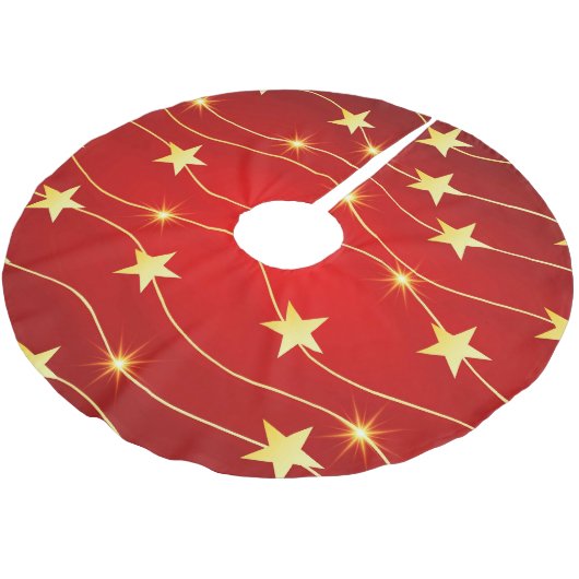 Jupon De Sapin En Polyester Brossé Star Adored Ruby Motif rouge (Angle)