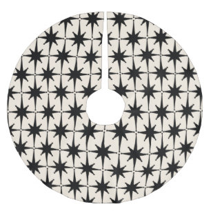 Jupon De Sapin En Polyester Brossé Starbursts Moderne du milieu du siècle rétro Noir 