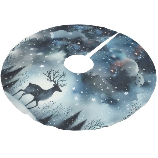 Jupon De Sapin En Polyester Brossé Starry Winter Night Deer  (Angle)