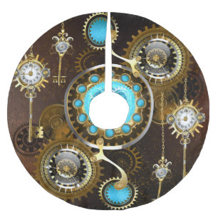 Jupon De Sapin En Polyester Brossé Steampunk Rusty Background