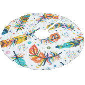 Jupon De Sapin En Polyester Brossé Style Boho, motif en plumes sans soudure. (Angle)