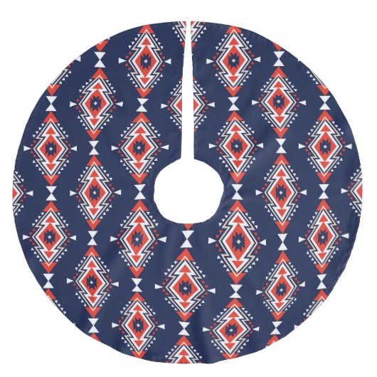 Jupon De Sapin En Polyester Brossé Style ethnique, motif sans couture géométrique. (Devant)