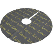 Jupon De Sapin En Polyester Brossé Style Gold Grey Classic Love Mariage (Angle)