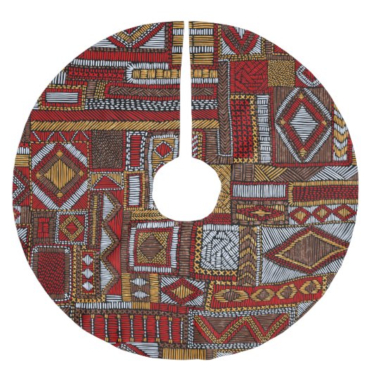 Jupon De Sapin En Polyester Brossé Style Patchwork Impression ethnique brodée (Devant)