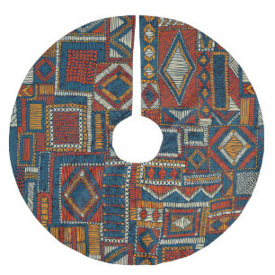 Jupon De Sapin En Polyester Brossé Style Patchwork Impression Vintage brodée