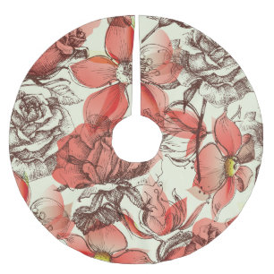 Jupon De Sapin En Polyester Brossé Style rétro Roses rouges Motif