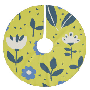 Jupon De Sapin En Polyester Brossé Style scandinave, motif sans couture fleurie.