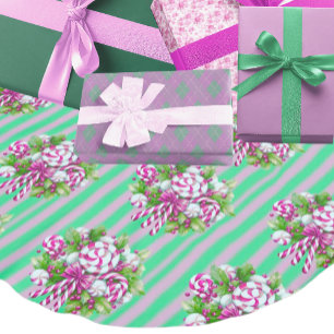 Jupon De Sapin En Polyester Brossé Sucre de canne rose violet vert Noël
