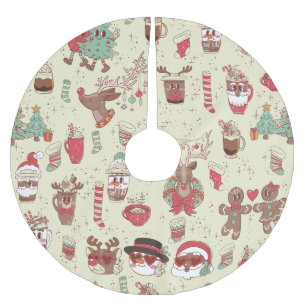 Jupon De Sapin En Polyester Brossé super noël noir père Noël renne bonhomme de neige