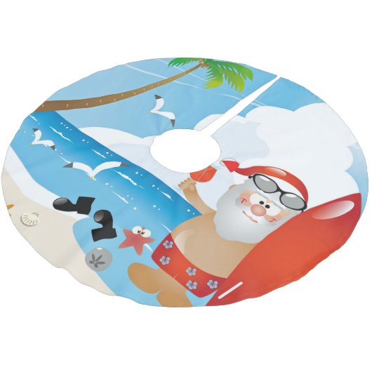 Jupon De Sapin En Polyester Brossé surfer santa claus (Angle)