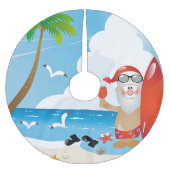 Jupon De Sapin En Polyester Brossé surfer santa claus (Devant)