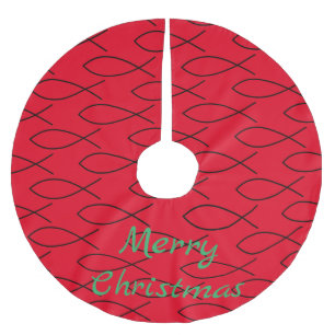 Jupon De Sapin En Polyester Brossé Symbole de poisson chrétien Ichthys Thunder_Cove