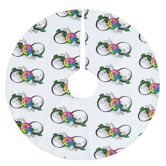 Jupon De Sapin En Polyester Brossé Symbole d'infini avec Rose arc-en-ciel (Devant)