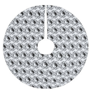 Jupon De Sapin En Polyester Brossé Symbole Yin & Yang Tatouage Noir et Blanc