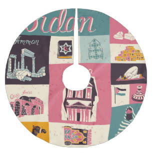 Jupon De Sapin En Polyester Brossé Symboles illustrés de la culture jordanienne