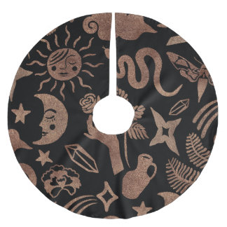 Jupon De Sapin En Polyester Brossé Symboles mystiques : serpent, soleil, lune.