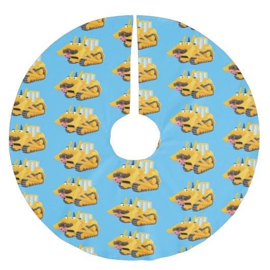 Jupon De Sapin En Polyester Brossé Sympa joli caractère de dessin animé au bulldozer (Devant)
