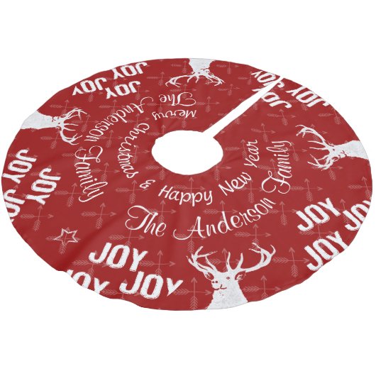 Jupon De Sapin En Polyester Brossé Tableau noir Croisé Flèche Cerf Noël (Angle)