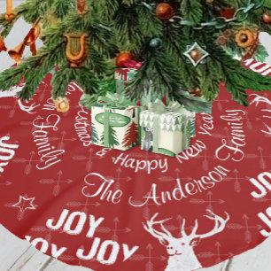 Jupon De Sapin En Polyester Brossé Tableau noir Croisé Flèche Cerf Noël
