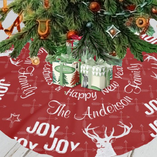 Jupon De Sapin En Polyester Brossé Tableau noir Croisé Flèche Cerf Noël