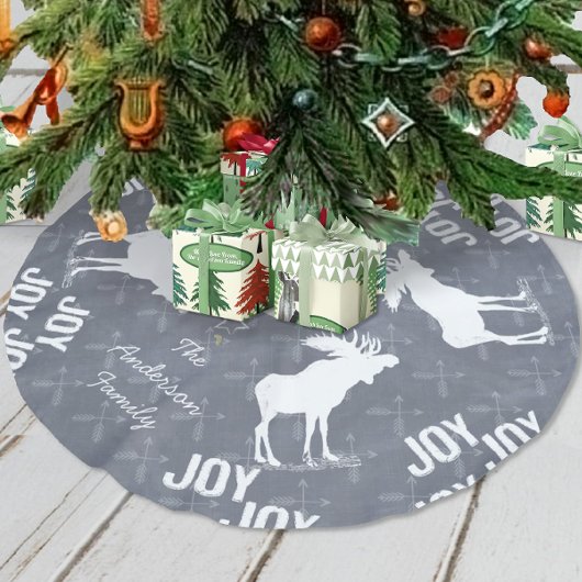 Jupon De Sapin En Polyester Brossé Tableau noir Croisé Flèche Moose Noël